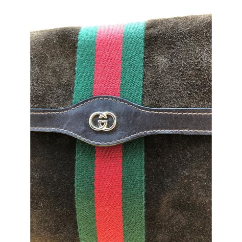 Pochette Gucci in Scamosciato Marrone 